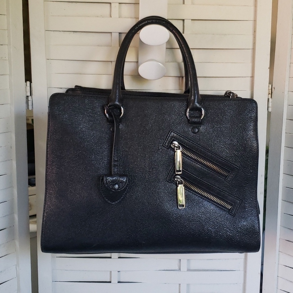 Rebecca Minkkoff Jamie black leather zip closure  satchel bag